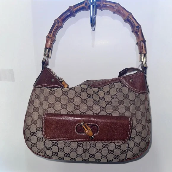 Vintage Gucci Monogram Canvas Hobo with Bamboo Handle - Picture 1 of 7